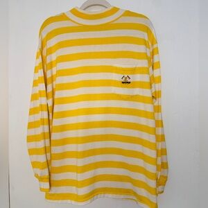 Vintage Ralph Lauren Yellow and White Striped Long-Sleeve Pocket Tee